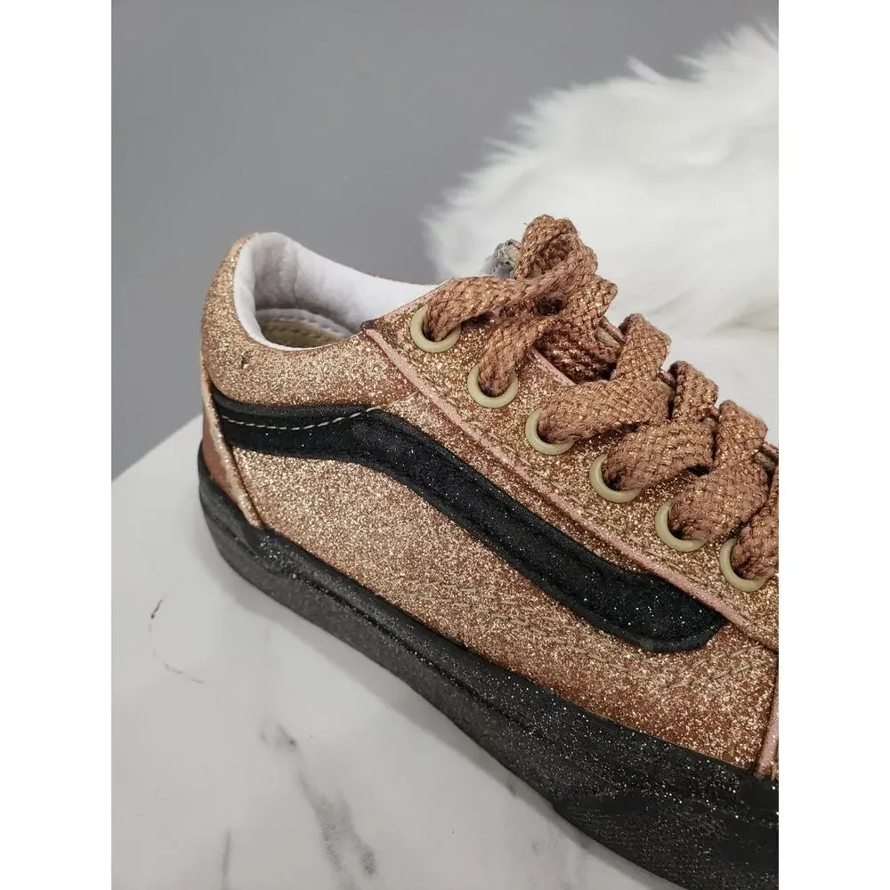 Vans Old Skool Party‎ Glitter Rose Gold/Black Kid's Size 12.5